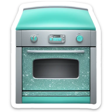 Realistic tiffany blue and silver diamond glitter oven. sticker