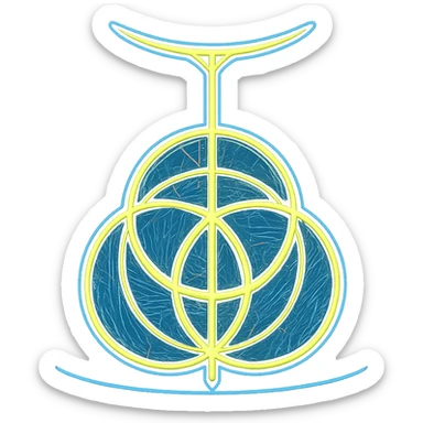 Transform the Elden Ring symbol into a cyberpunk, holographic style. The design should feature a glowing neon yellow ring with intricate blue and pink circuit patterns, accented by a subtle neon blue outline. The overall look must be futuristic, glowing, and consistent with cyberpunk icons. No extra elements or text. Maintain a transparent background. sticker