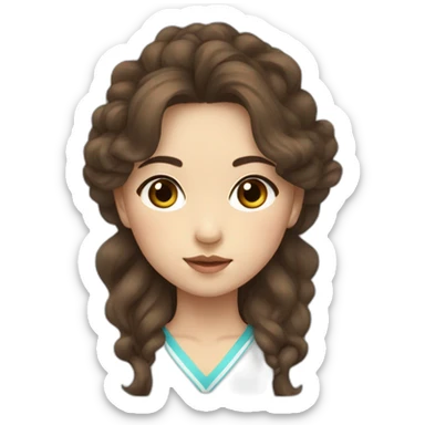 Kazakh girl with brown wavy hair, dark eyes and septum whose style was influenced by korea sticker