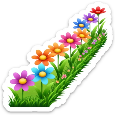 a row of flowers and grass extended far sticker