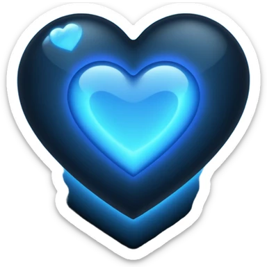 Black heart with blue flars sticker