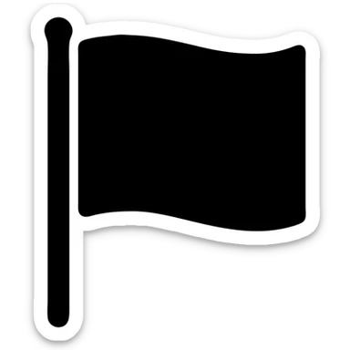 A rectangular flag with a red top half and a black bottom half sticker