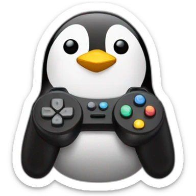 Pingouin avec une manette de jeux vidéos dans les mains sticker