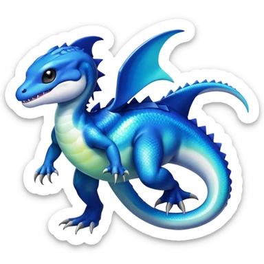 white blacks colorful gradient shiny glossy Fakémon-Digimon-orca-reptile-dragon-lizard-creature-hybrid (full body) sticker