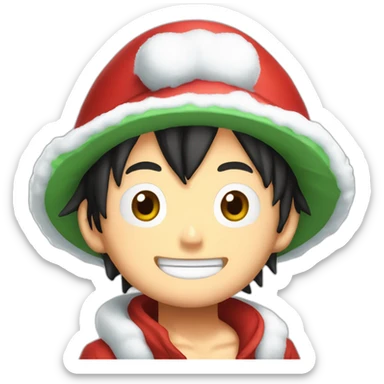 Luffy avec un bonnet de noel sticker