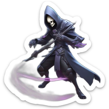 reaper from overwatch, executing his ultimate move  death blossom sticker
