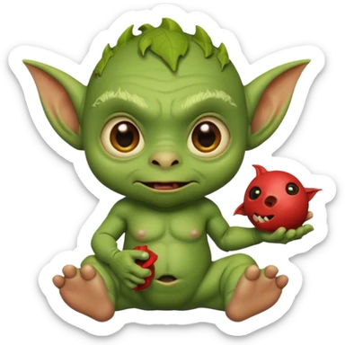 Goblin small baby  with toy  sticker