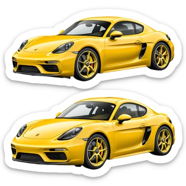 Chalk colored 2024 Porsche 718 Cayman GTS 4.0 with yellow ceramic brakes sticker