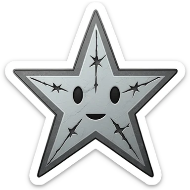 Minimalist emoji-style sticker of a cracked Walk of Fame star with a faint claw mark coming from below, grayscale and ash tones


 sticker