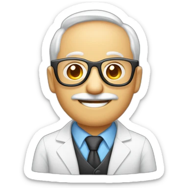 profesor de física y química calvo con barba y gafas sonriendo sticker