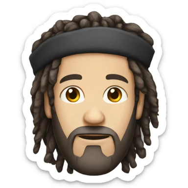 A white man with no beard and no mustache, with dread locks wearing a kippa sticker