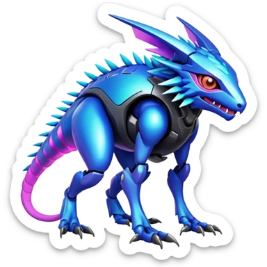 exotic colorful futuristic modern cyber-Fakémon-Digimon-Trico-Vernid-creature sticker
