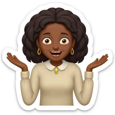 Baiza Ethiopian, dark hair Oldest but immature, no filter, funny Pose: laughing wildly, arms flailing sticker