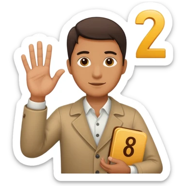 A Man holding the number 6 in one hand, and the number 7 in the other Hand.  sticker