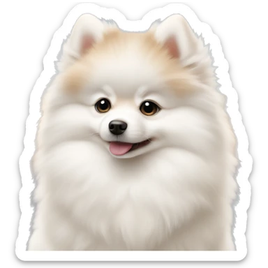 Full growth small cute white and beige pomerian spitz puppy sticker