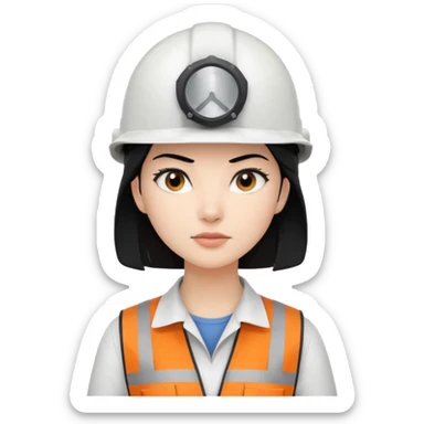 Ingeniera industrial casco blanco y cabello negro sticker