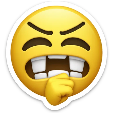 Yellow emoji cover its mouth with a fist out of shock  sticker