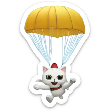 Cat parachuting out of plane onto frozen pond with hockey rink  sticker
