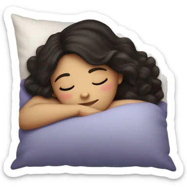 Sleeping girl on pillow dark hair sticker