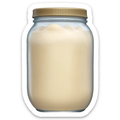Bubbly Sourdough starter in a jar slightly overflowing down the side, refine sticker