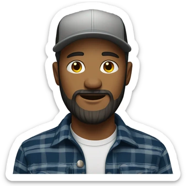 Bearded man with trucker cap and flannel shirt sticker