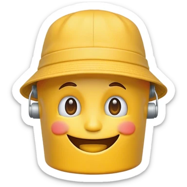 standard yellow face smiling emoji with a bucket hat sticker