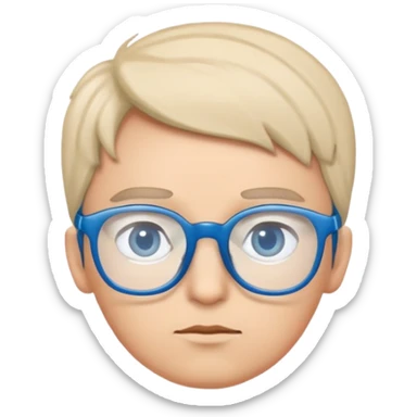 Inquisitive eyes with blue glasses resting on top of them. The face has a curious and thoughtful expression.  sticker