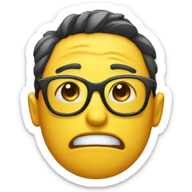 Emoji face with cry by while wearing glasses sticker