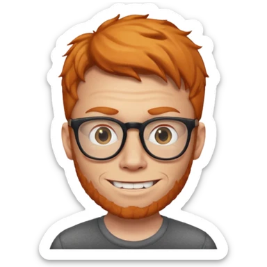 Ginger white big man with glasses and a ugly smile sticker