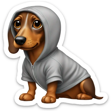 Weiner dog wearing hoodie sticker