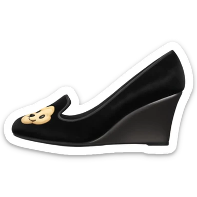 Black slippers with 3 inch wedge heels sticker