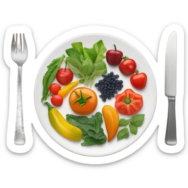 round white plate full of healthy food sticker