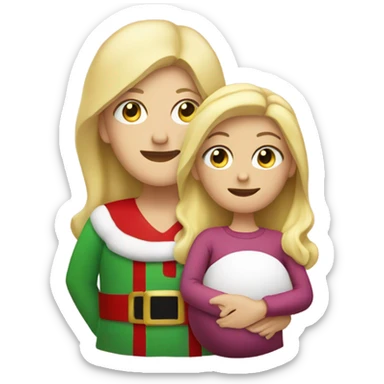 blonde pregnant woman with santa sticker