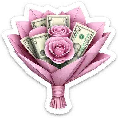 pretty pink bouquet made of money sticker