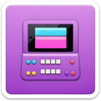 Necesito botones para un reproductor de música, los botones tienen que mezclar un estilo pixel art con vaporwave y usar como coló principal un morado, tienen que ser de: Rewind, Play, Pause, Forward y Stop sticker