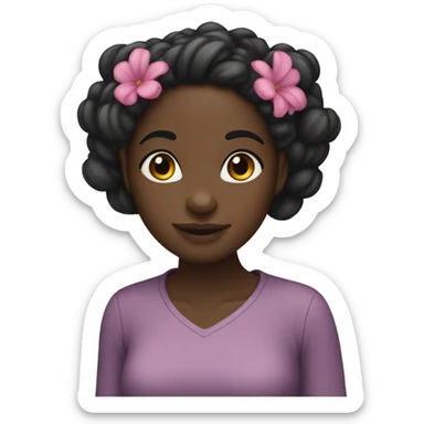 black girl with two bunches  sticker