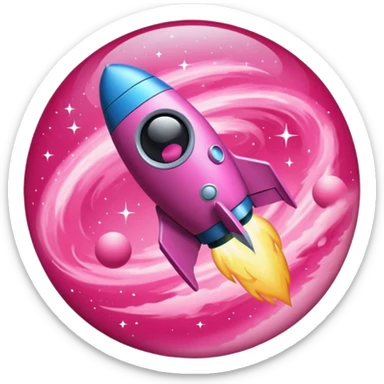 cohete espacial rosa sticker