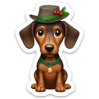 petit teckel avec un chapeau de noël  sticker