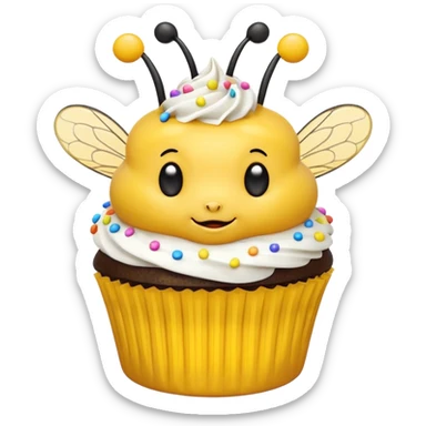 Embarrassed bee with cupcake sticker
