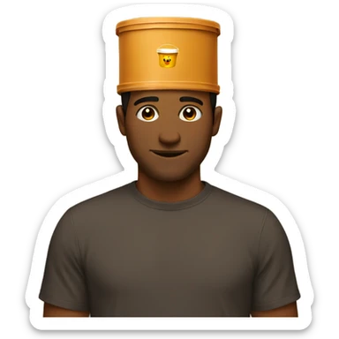 bucket on a brown guys head sticker