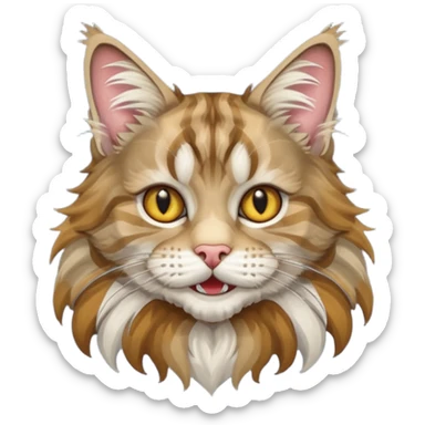 Realizza un gatto di razza maine coon con denti affilatissimi e cattivissimo sticker