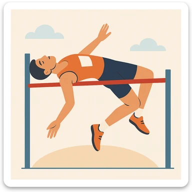 flat toon style high jump athlete with simple background sticker
