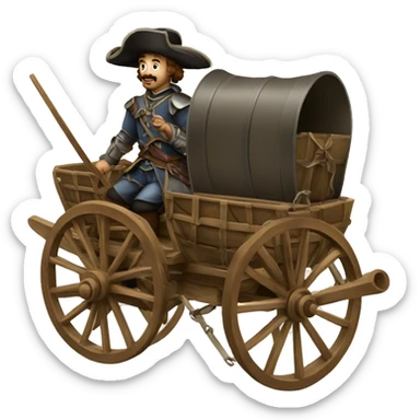 17th century musketeers driving mail wagon sticker