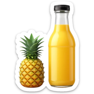 bottle of yellow mango or pineapple juice, transparent or semi-transparent, simple screw cap, blank label optional, glass or PET plastic, slim and curved, fresh vibrant liquid, clean and minimal, 3D-rendered, soft shadows, no faces, transparent background sticker