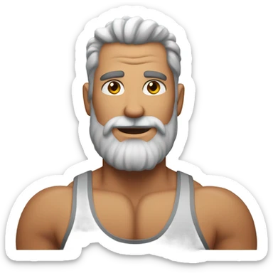 Hot bearded shirtless muscled dad, salt and pepperhair sticker