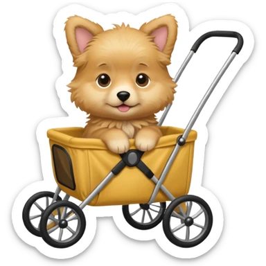 Puppy in a stroller  sticker