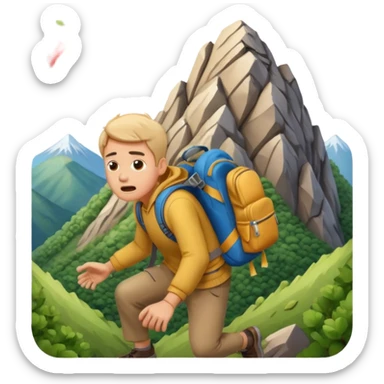 scared man tumbling down a mountain, apple style emoji sticker