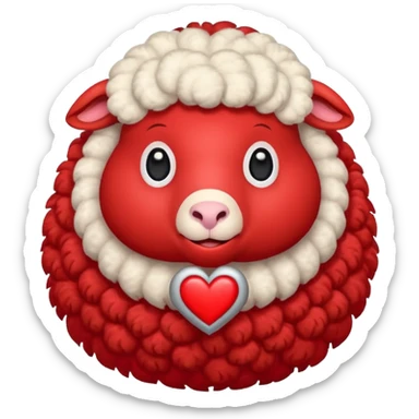 make an emoji with a red sheep. but make a sheep with a heart. but make it more animated like from animated movie sticker