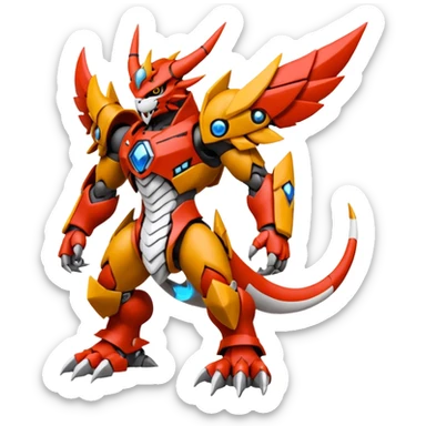 Digitigrade Cool Badass Wargreymon-Guilmon-Pokémon-Digimon-Fakémon-fusion-hybrid-creature sticker