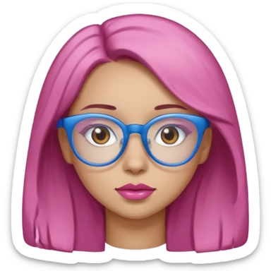 A girl with light skin, brown eyes, blue glasses, pink lips, and ONLY LIGHT BROWN hair. NO PINK!!!
 sticker